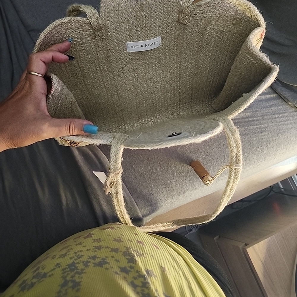 Antik Kraft Cream and Pink Floral Tote Bag - Picture 5 of 11